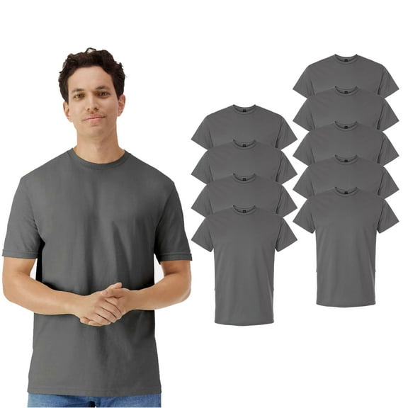 Gildan Men’s Crew Neck Light Cotton T-Shirt, Short Sleeve Modern Fit Bulk Tee, Charcoal, S, 9 Pack