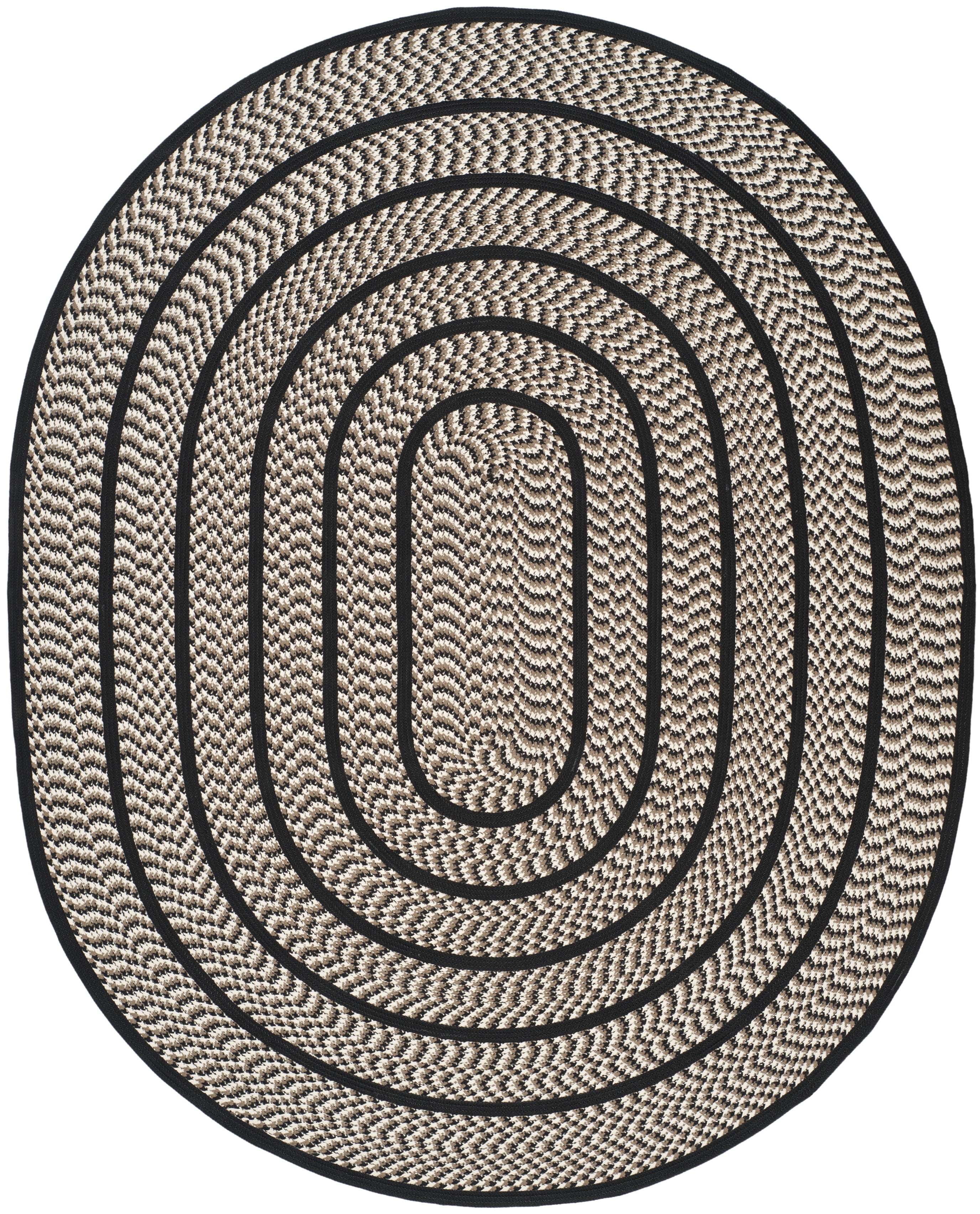 SAFAVIEH Braided Tanisha Bordered Reversible Area Rug, Ivory/Black, 8' x 10' Oval