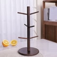 thumbnail image 3 of RUseeN Wooden Mug Holder Tree, Coffee Cup Holder, Thicker Base Coffee Cup Holder Stand for Counter, Countertop Organizer, Mug Rack with 6 Hooks, Brown, 3 of 7