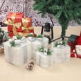 thumbnail image 6 of Set of 4 Christmas Lighted Gift Boxes Christmas Boxes with 80 LED Light String Indoor Outdoor Present Boxes Ornaments for Christmas Decoration, White, 5.1/5.9/6.7/7.48 Inches, 6 of 7
