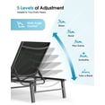 thumbnail image 5 of Harbweb Outdoor Lounge Chair for Pool, Aluminum Chaise Lounge Chairs with 5-Position Recliner, No Assembly Patio Lounge Chair for Backyard, Poolside, Deck, Lawn (Black), 5 of 8