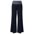 thumbnail image 5 of TGPMGRZ Foldover Yoga Pants Women Y2K High Waist Wide Leg Workout Lounge Flare Leggings Comfort Flowy Palazzo Bell Bottoms Dark Blue, Size S, 5 of 5