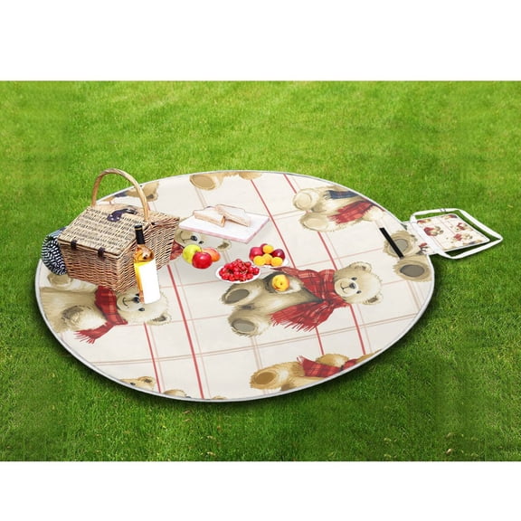 Picnic Blankets Teencool Beach Blanket Creatively Comfy Bears on Checkered Canvas Pattern Outdoor Blanket for Travel