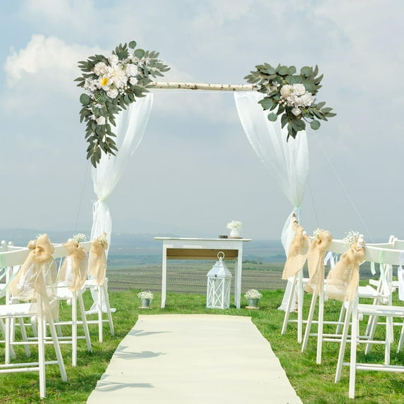 2Pcs Artificial Wreath Crafts Wall Hanging Scene Layout Photo Props Green Leaves Wedding Arch Flower for Window Holiday Decorated