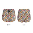 thumbnail image 3 of Yiaed colorful Skull sunflower Print Women's Running Shorts with Liner 3 Zipper Pockets Elastic Workout Athletic Gym Yoga Shorts-XX-Large, 3 of 7