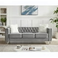 thumbnail image 2 of 2+3 Seat Sofa Set Velvet Crystal Buckle Uphostered Sofa with 4 Plush Pillows, Modern Living Room Couch with Removable Cushion and Crystal Feet, Gray, 2 of 7