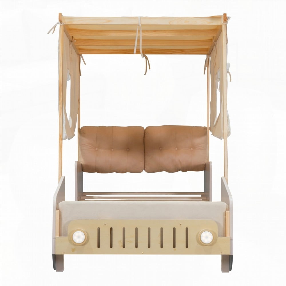 Twin Size Car Bed with Fluffy Pillow and Playful Car Design