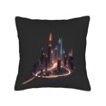 thumbnail image 4 of Set of 2 18x18in Throw Pillow Covers - Futuristic Neon Cityscape Design for Couch Bed or Car - Vibrant Colors & Modern Style, 4 of 8