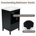 thumbnail image 4 of 20" Small Bathroom Vanity with Sink, Freestanding Cabinet with Adiustable Foot Pads and Door Shelf Storage, Drawer, Modern Bathroom Cabinet, Black, 4 of 7