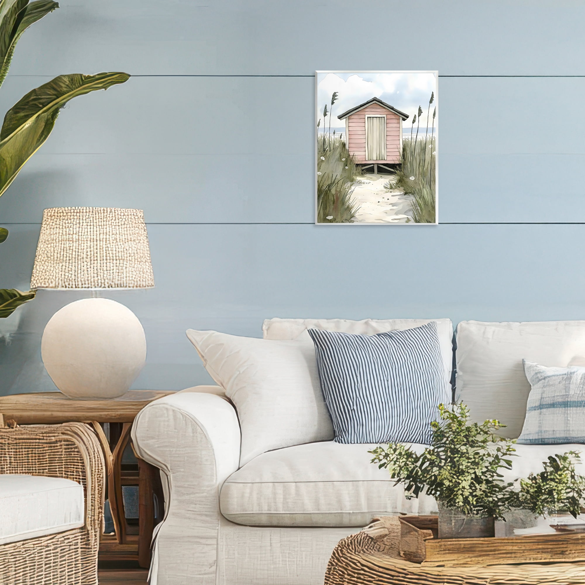 Stupell Industries Coastal Calm Pink Beach Hut Wall Plaque Art, design by Riley B