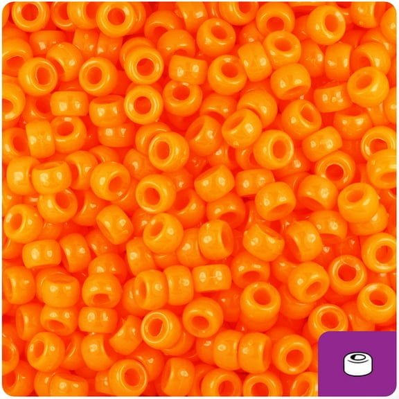BeadTin Orange Opaque 6.5mm Mini Barrel Pony Beads (1000pcs)