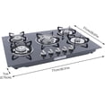 thumbnail image 2 of 5 Burners Gas Stove, Countertop Black Tempered Tempered Glass Gas Range, Built-In Cast Iron Gas Hob, LPG/Natural Gas Dual Fuel Convertible Gas Stovetop, Suitable For Apartment, Indoor, RV (5 Burners), 2 of 18