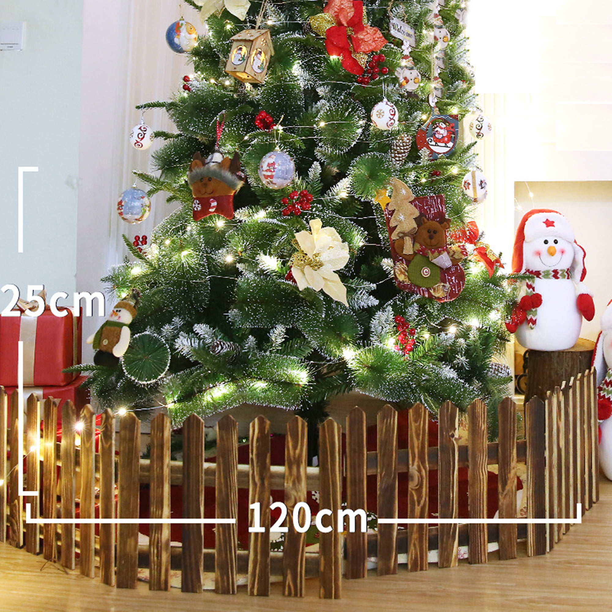 Pack of 20 Christmas Tree Fence Garden Party Wedding Christmas Decoration Fence Decoration for Christmas Tree White Plastic Fence 