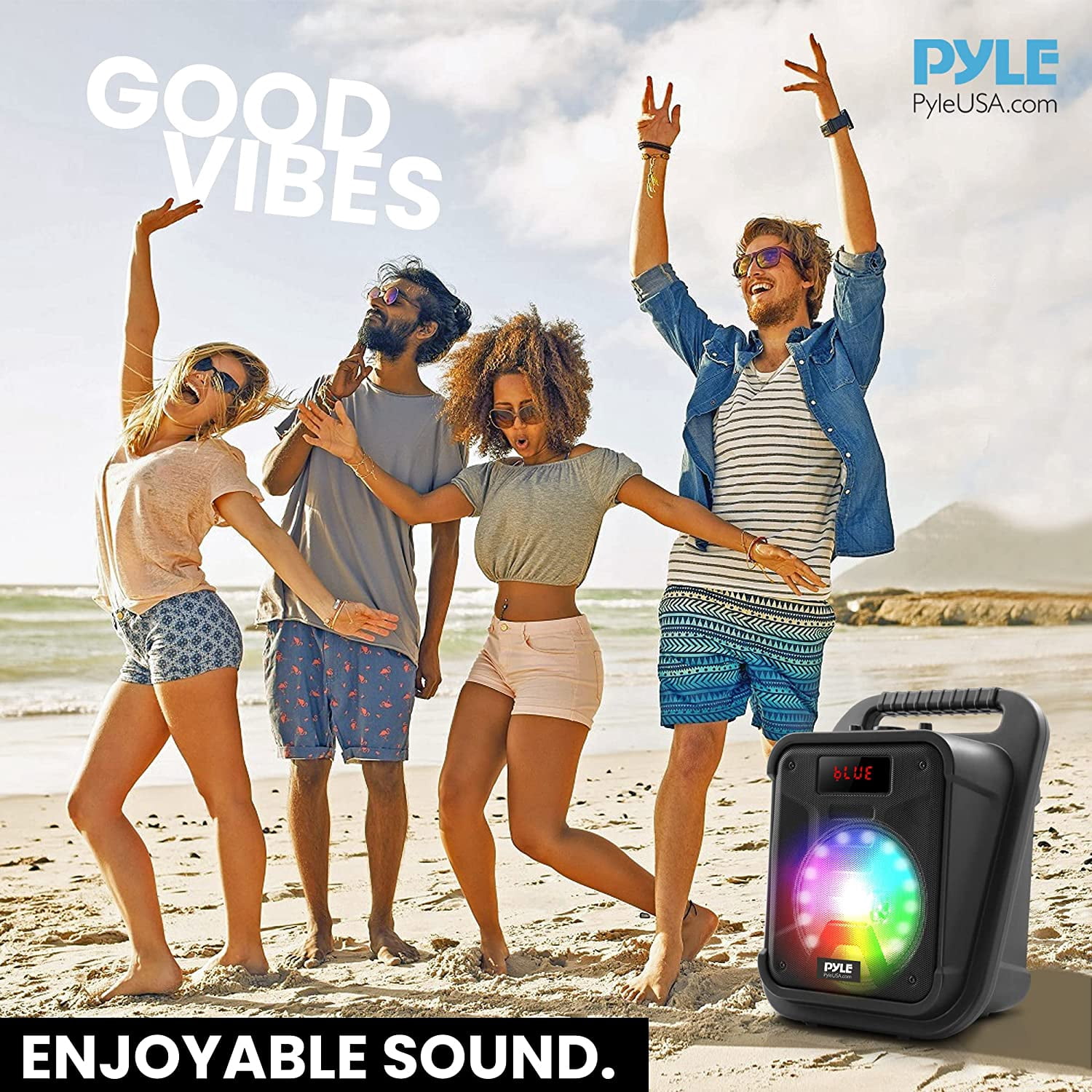 Pyle Usa Portable Bluetooth PA Speaker-360W 8” Rechargeable Indoor