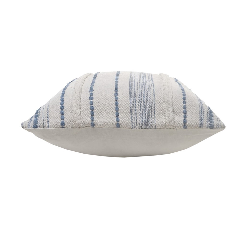 Harlow Hill Davina White/Blue Striped Cotton Adult Decorative Throw Pillow Cover