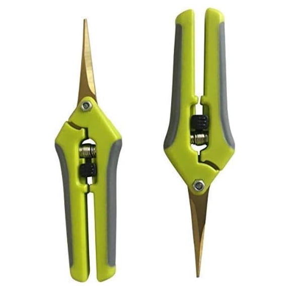 Gardening Scissors Set - Curved & Straight Pruning Shears - Titanium Coated Blades - Micro Tip Plant Trimmers - Rust Resistant - Indoor & Outdoor Use