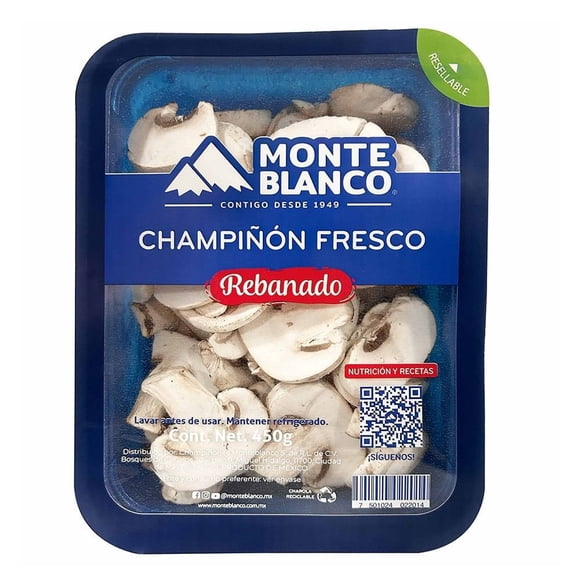 Champiñón Monte Blanco fresco rebanado 450 g