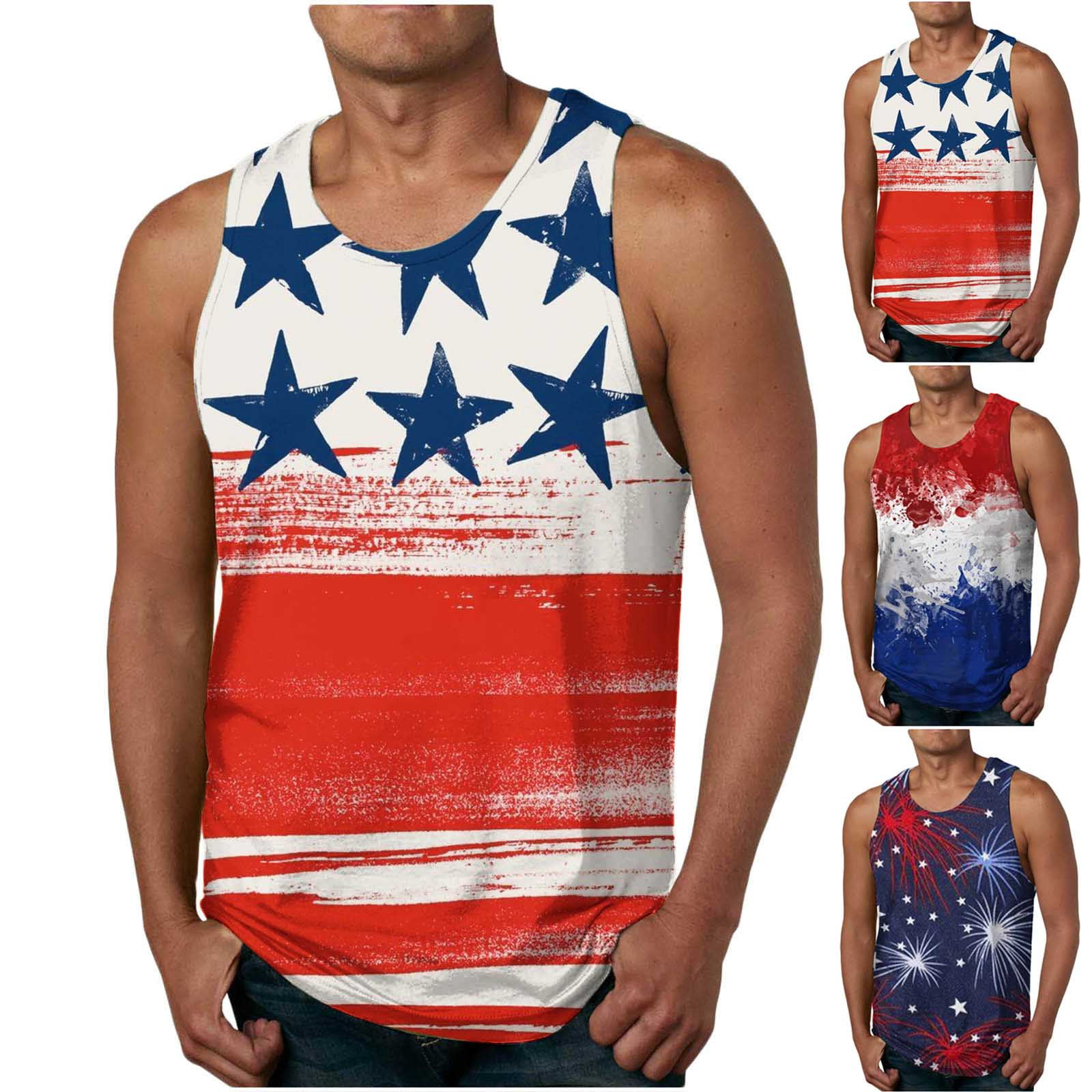 APEXFWDT Men's Star Stripe Patriotic Tank Tops Sleeveless T-Shirt ...