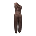 thumbnail image 4 of Khunlpohl Womens 2 Piece Sets One Shoulder Sleeveless Pleated Tops and Elastic Waisted Tapered Loose Pants Fashion Casual Beach Vacation Set, 4 of 5