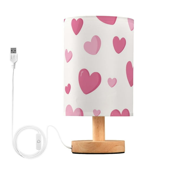 Pink Hearts Valentine Table Lamp with USB Port LED Warm Light Lamp Night Light Home Decor