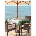 thumbnail image 2 of Easter Outdoor Tablecloth - 60x60 Inch Square Dining Table Cover, Country Rabbit Botanical Leaves Wooden Grain Waterproof Outdoor Table Cloth with Umbrella Hole & Zipper for Picnic/Patio/Party, 2 of 7