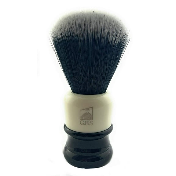 GBS Classic Synthetic Shaving Brush Bristles -Animal Free Vegan Brush- Super Soft - Compliments and Razor for Ultimate Wet Shaving (Tuxedo)