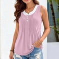 thumbnail image 2 of TAGOLD Womens Round-Neck Tank Top Ruched Button Panel V Neck 2 In 1 Sleeveless Top, 2 of 5