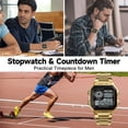 thumbnail image 6 of Bomieux Watches for Man Classic Square Stainless Steel Digital Watch with Dual Time, Stopwatch, Alarm & Calendar Gift for Men, 6 of 7