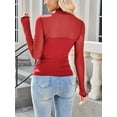 thumbnail image 3 of Gamvdout Women’s ock Turtle Neck Long Sleeve Sheer Mesh Ruched Going Out Tops, 3 of 6