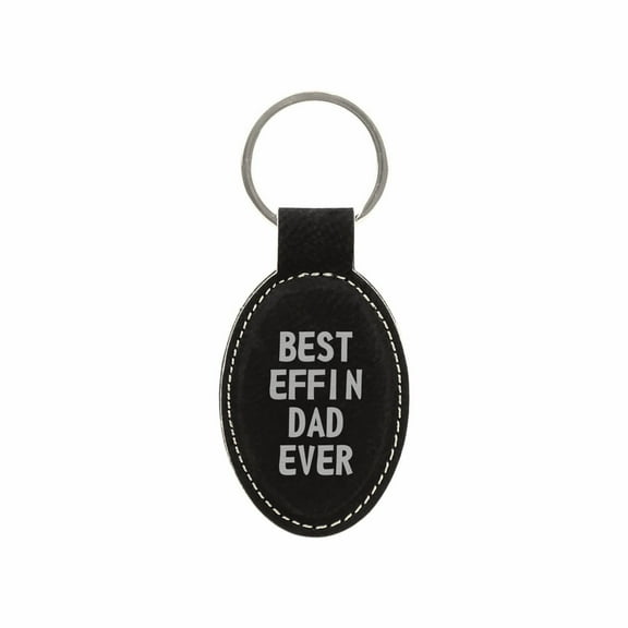 PrecisionNC Funny Dad Gifts Best Effin Dad Ever Engraved Keychain Key Tag Fathers Day Gift from Daughter Son (Black)