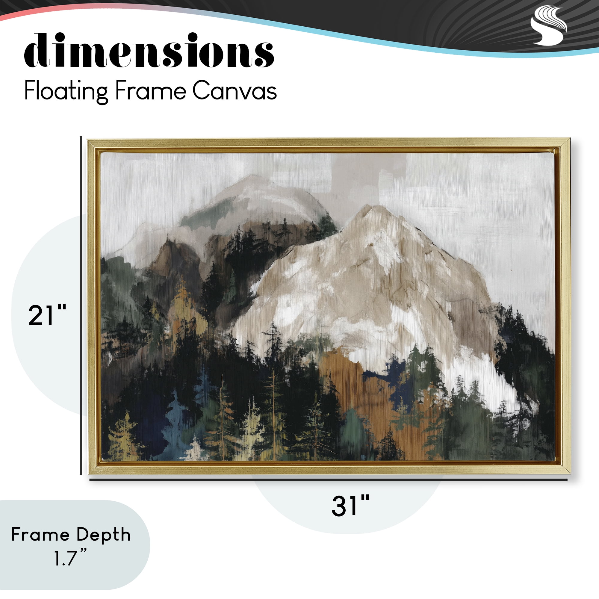 Stupell Industries Rugged Mountain Peaks Gold Framed Floater Canvas Wall Art, design by Chromatic Storm Studio