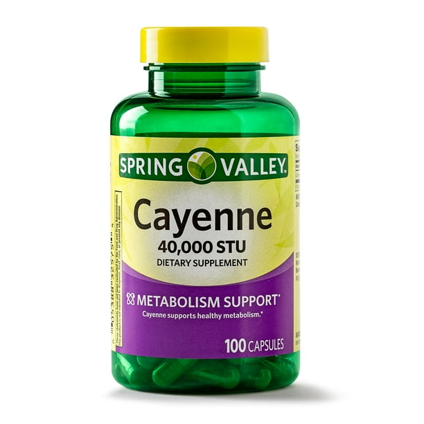 (2 Pack) Spring Valley Cayenne Capsules, 40000 STU, 100 Ct