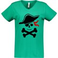 thumbnail image 3 of Inktastic Pirate Skull and Cross Bones Women's V-Neck T-Shirt, 3 of 5