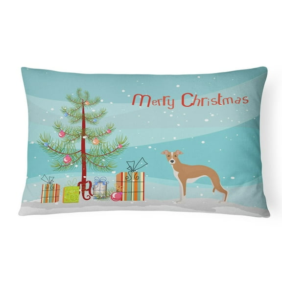 Carolines Treasures CK3460PW1216 Italian Greyhound Christmas Tree Canvas Fabric Decorative Pillow, 12H x16W, multicolor