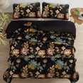 thumbnail image 4 of Dintszyayue 3Pcs Floral Quilt Set King,Black Botanical Soft Bedspread Lightweight Coverlet Set Adult(90"X110"), 4 of 7