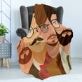 thumbnail image 4 of Young Man Soft Flannel Fleece Blanket, Cartoon Design Illustration of Male Hipster Characters with Mustache and Glasses, Cozy Plush for Indoor and Outdoor Use, 60" x 80", Multicolor, by Ambesonne, 4 of 5