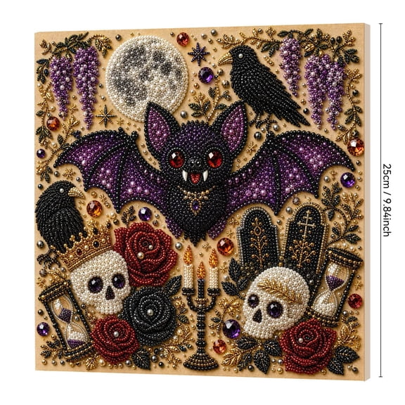 Qwtwty Halloween Pearl Art Kit for Beginner, DIY Diamond Crystal Rhinestones Painting Kits for Bedroom Living Room Bathroom Wall Decor Gift