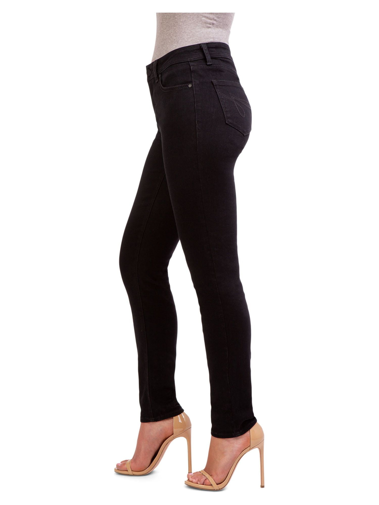 Jordache Women's Mid Rise Skinny Jeans, Regular and Short Inseams