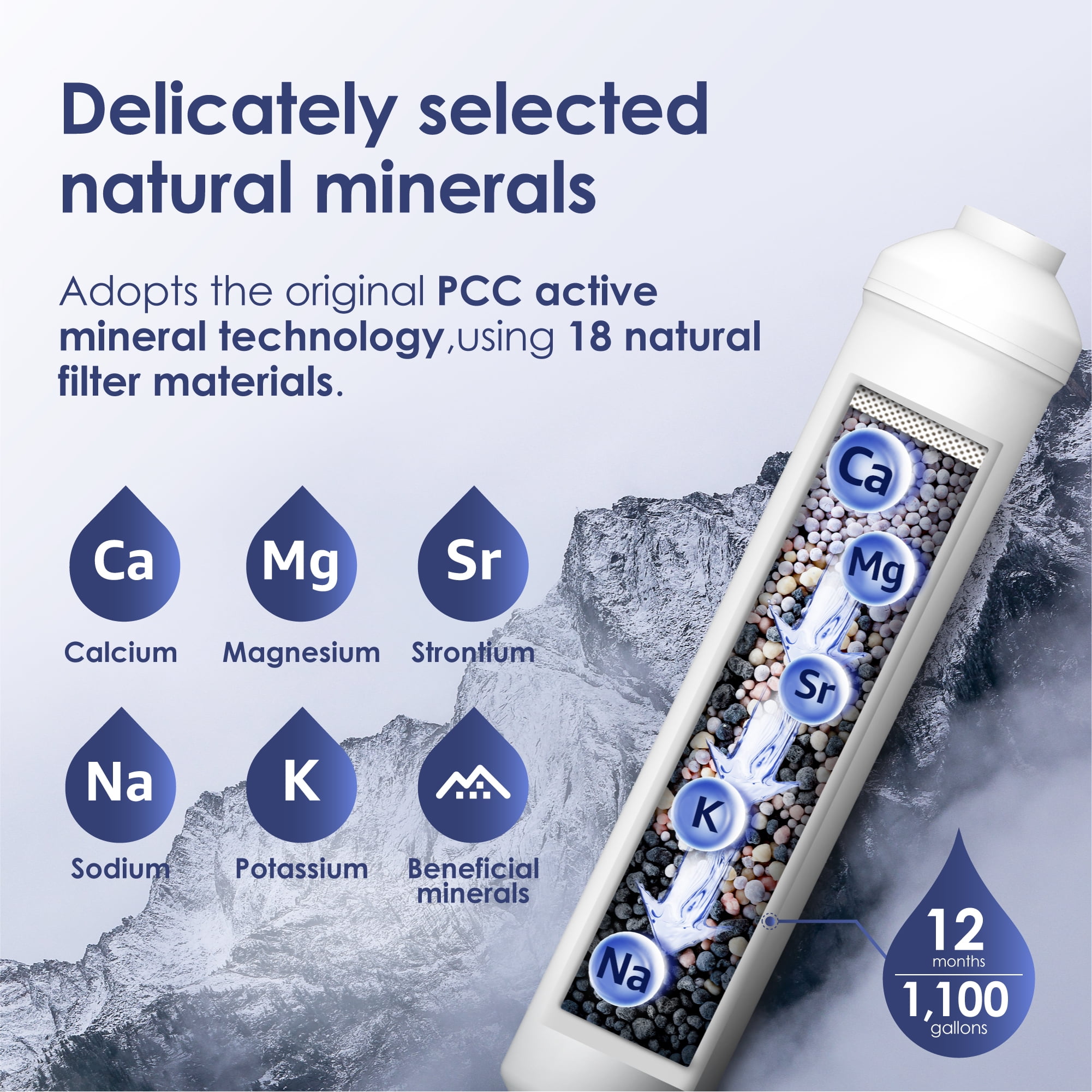 Waterdrop Remineralization Under Sink Water Filtration, 1/4? Quick Connect Post Filter for RO Reverse Osmosis Filter System, Restore Essential Minerals, Replacement for WD-G2MNR-W
