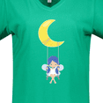 thumbnail image 4 of Inktastic Cute Fairy, Fairy On The Moon, Fairy On A Swing Women's V-Neck T-Shirt, 4 of 5