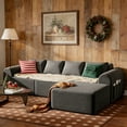 thumbnail image 3 of Easoger 86.6" Compressed Sofa, Modular Sofa Three-Seater, Velvet Covered, Fully Foam-Filled, Comfortable and Soft, Freely Combine and Match, Suitable for Living Room - (Gray), 3 of 6