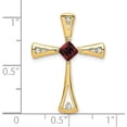 thumbnail image 4 of 14k Yellow Gold Garnet and Diamond Cross Chain Slide - 26.75mm, 4 of 6