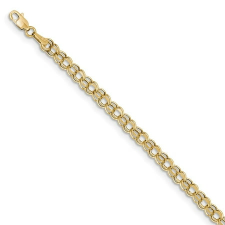 Roy Rose Jewelry 10K Yellow Gold 7in 4.5mm Hollow Double Link Charm Bracelet ~ length: 7 inches