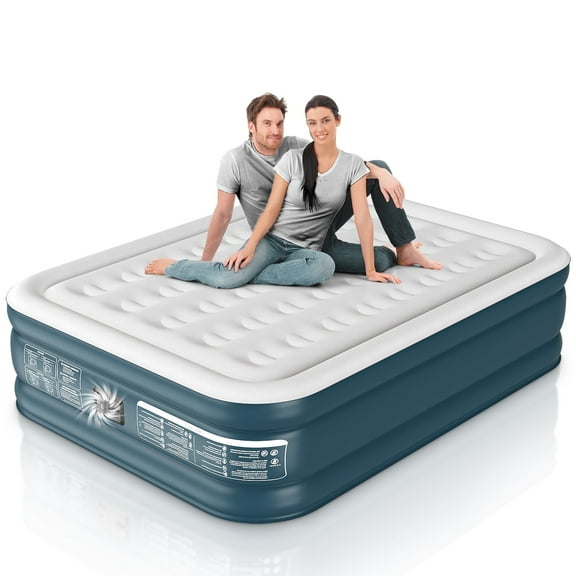 Lavisx Air Mattress 18" Queen Air Mattress with Built in Pump, Inflatable Mattress with Soft Flocked Top and Portable Carry Bag Adjustable Blow Up Mattress for Indoor, Guest, Travel