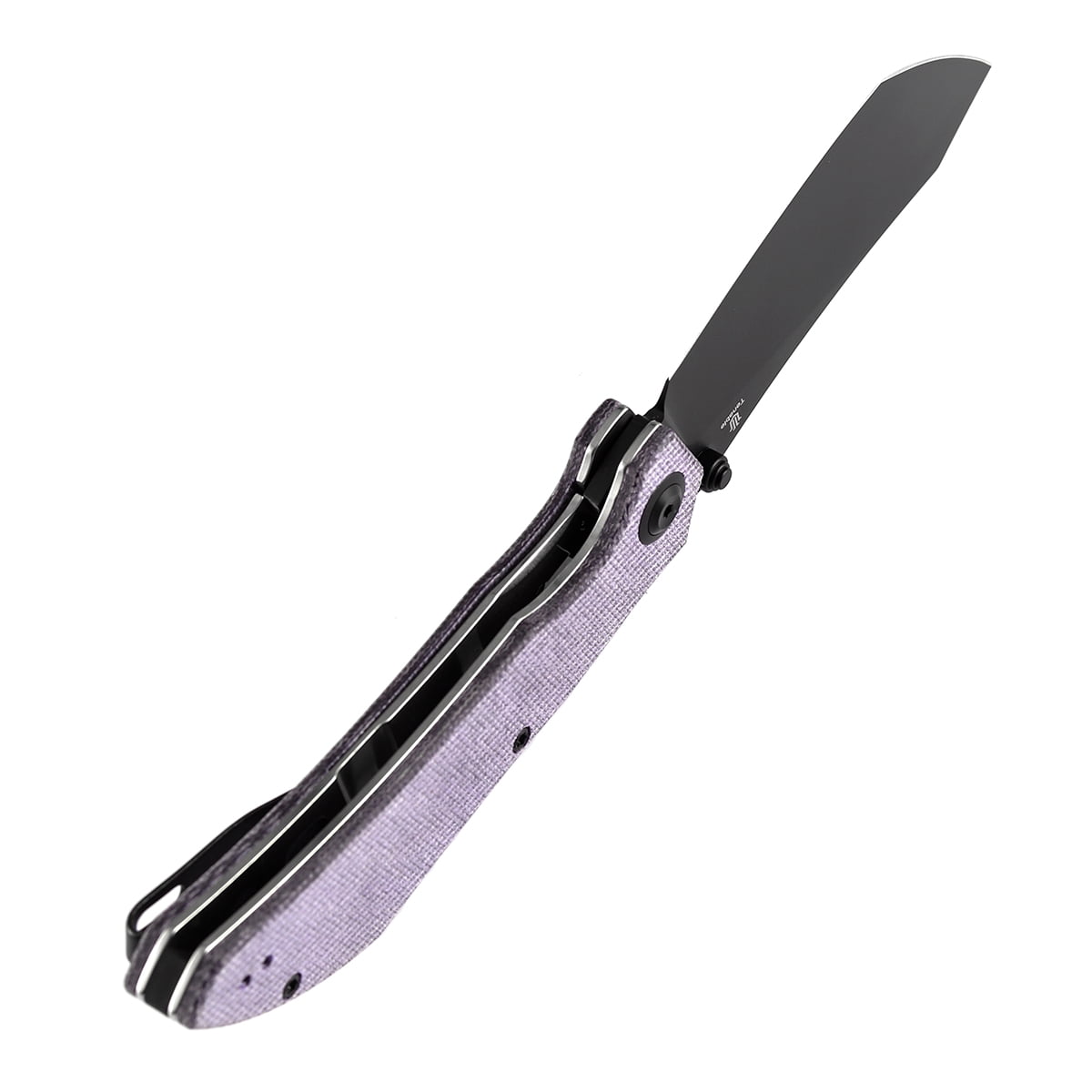 Tenable Tipper Folding Pocket Knife 3.39'' Blackwash Nitro V Blade,Purple Micarta Handle,B1079A2