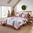 thumbnail image 3 of 3 Pcs Snowman & Tree Christmas Quilt Reversible Holiday Bedspread Set, 3 of 14