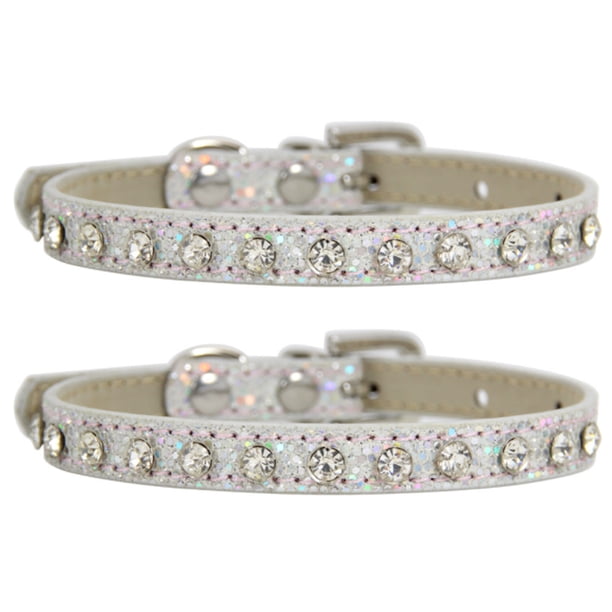 Collares de perro de diamantes de imitación collares de gato brillantes collares de perro de cuero de gamuza suave y collares de perro de diamantes de imitación de gato MFZFUKR CPB-US-XAH05-2