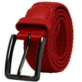 thumbnail image 2 of Falari Black Buckle Men Canvas Elastic Fabric Woven Stretch Braided Belt Red M, 2 of 5