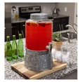 thumbnail image 2 of Exlonjet 2.5 Gallon Pebbled Glass Beverage Dispenser with Galvanized Stand - Lid - Spigot - Decorative Round Jar for Drinks - Lemonade Sangria Tea Water Drink Jar Jug - Home Parties, 2 of 9