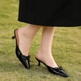 thumbnail image 4 of CHICVOMEY Women's Kitten Heel Mules - Pointed Toe Slip-On Dress Shoes with Bow for Wedding Work Evening  Mules for Women, 4 of 7